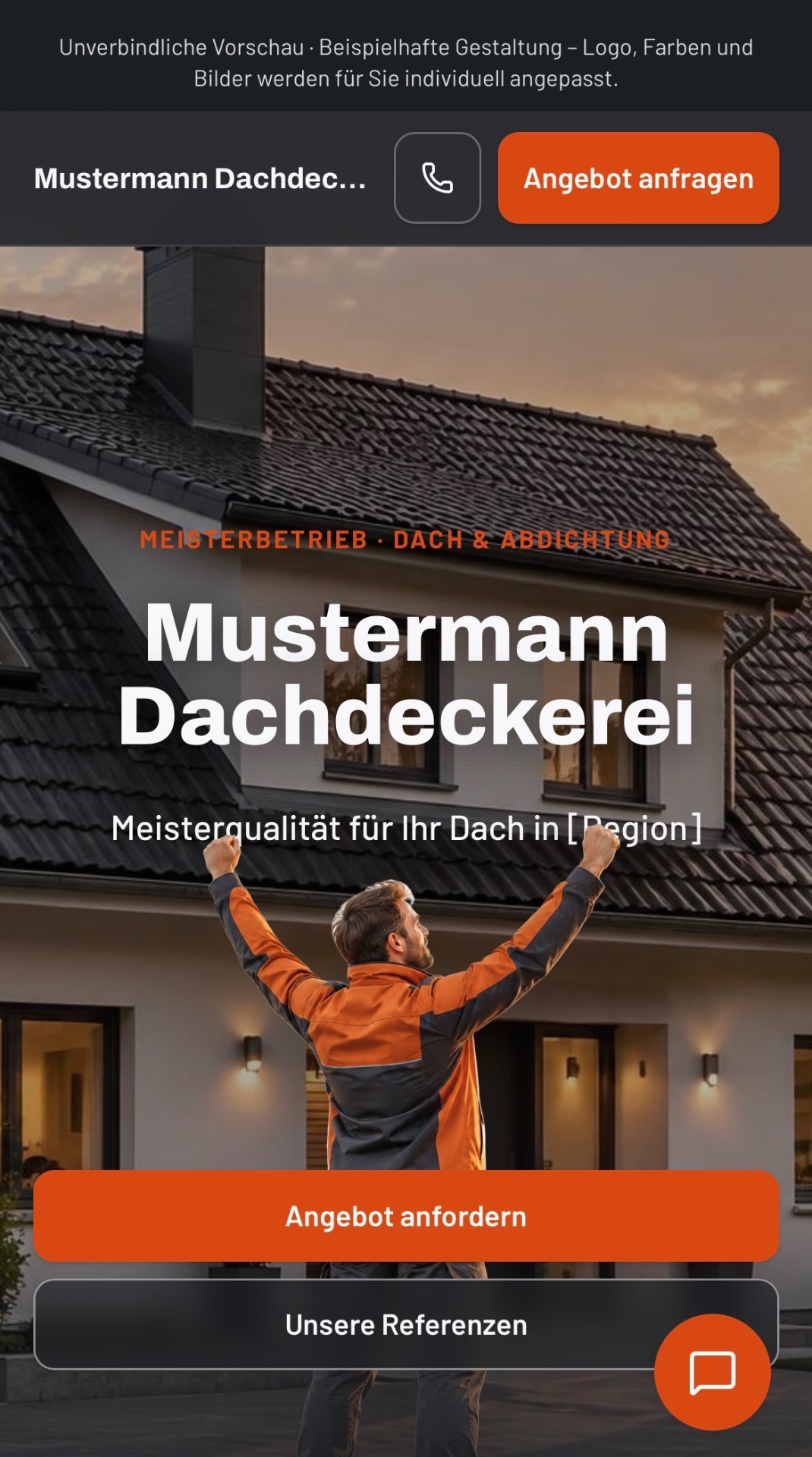 Startseite des Dachdeckerbetriebs