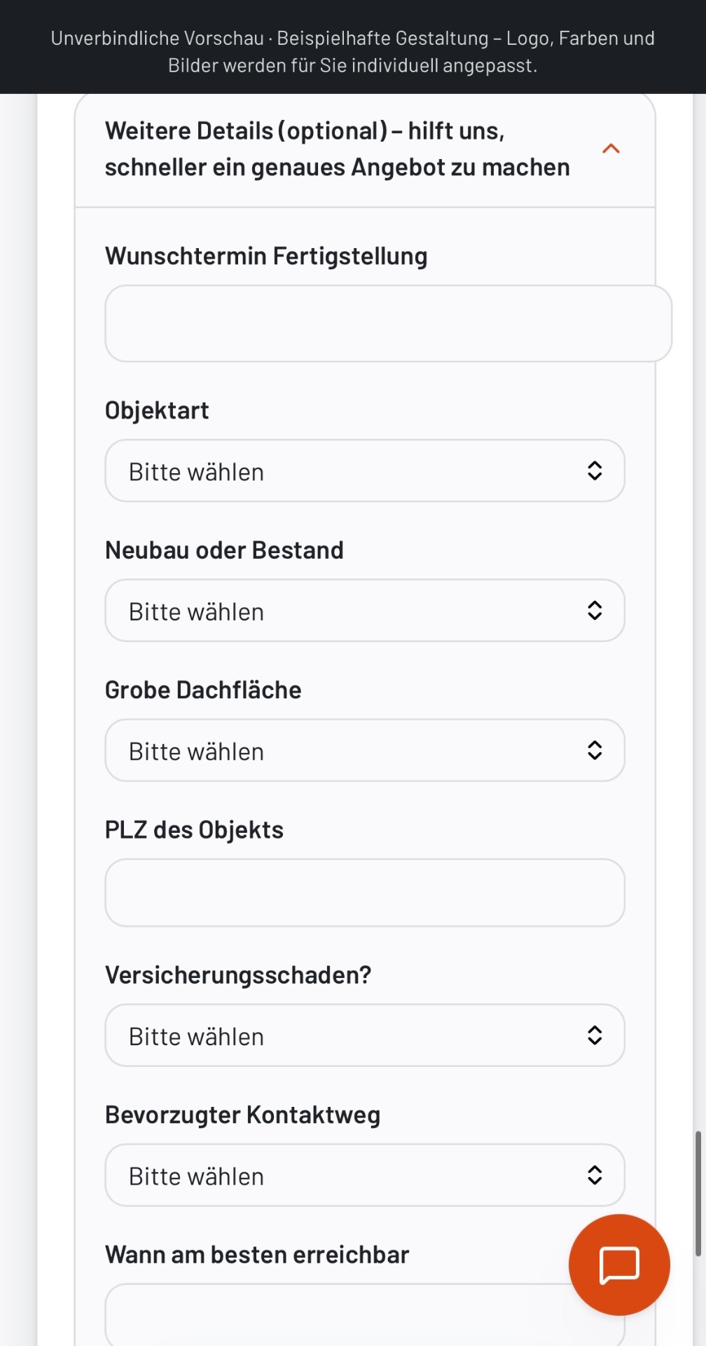Optionale Details zum Objekt